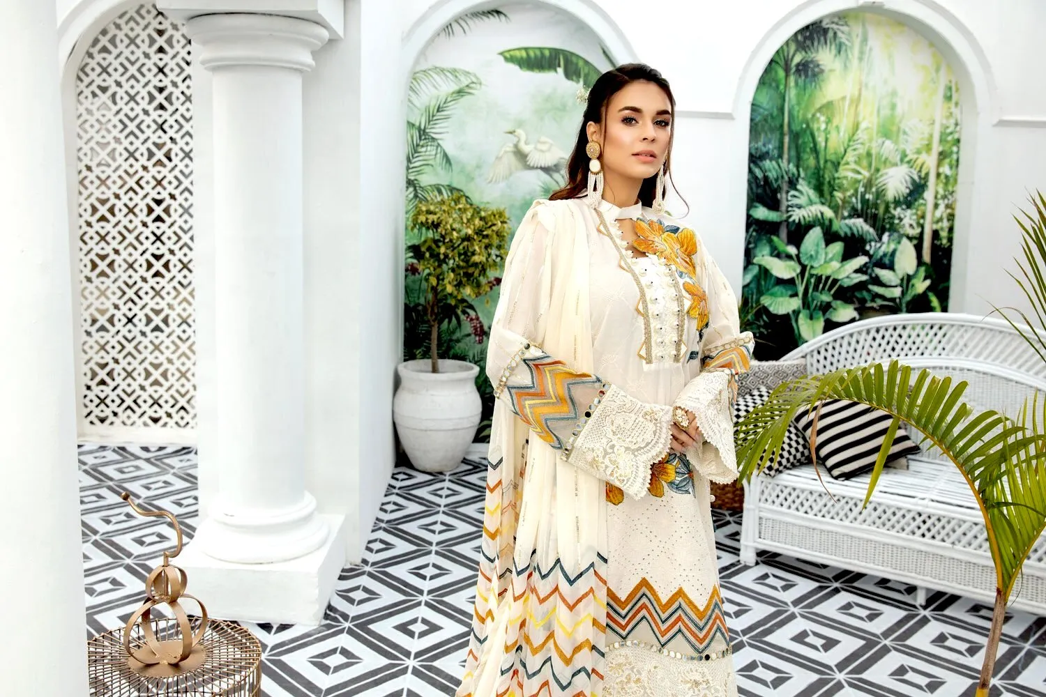 Adan's Libas Schiffli Embroidered Lawn Collection – Creamed Butter
