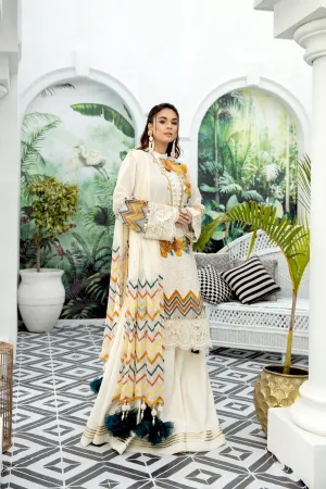Adan's Libas Schiffli Embroidered Lawn Collection – Creamed Butter