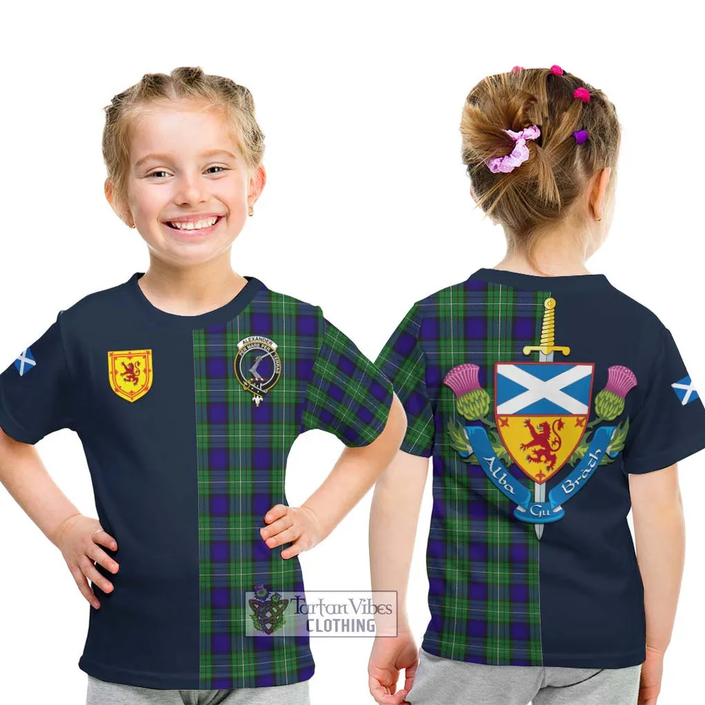 Alexander Tartan Kid T-Shirt Alba with Scottish Lion Royal Arm Half Style