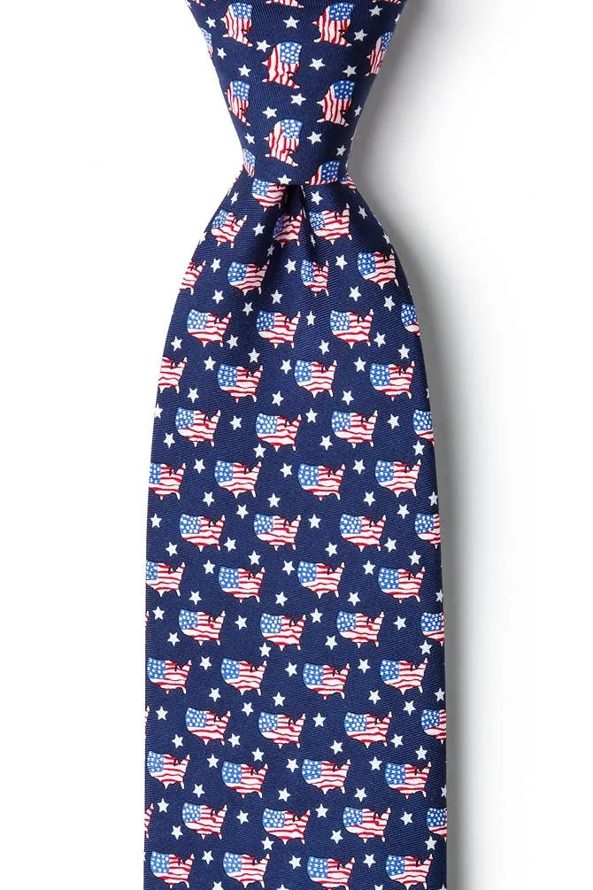 Alynn - USA Tie -  Navy Blue Silk