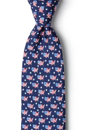 Alynn - USA Tie -  Navy Blue Silk