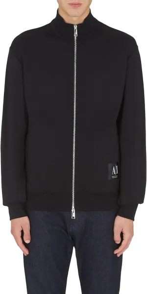 Armani Exchange Men's Cotton Basic Mock Neck Zip Up Sweatshirt