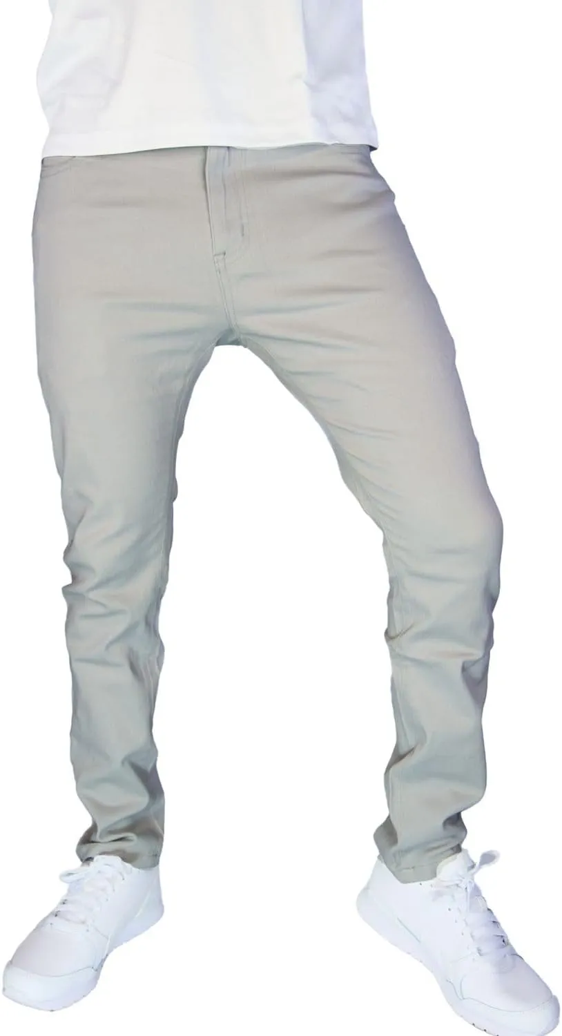 BAKANO Men's Skinny Slim Fit Stretch Pants Mid Rise with Flex Waist and 5 Pockets for Golf and Casual Wear Come in 3 Lengths