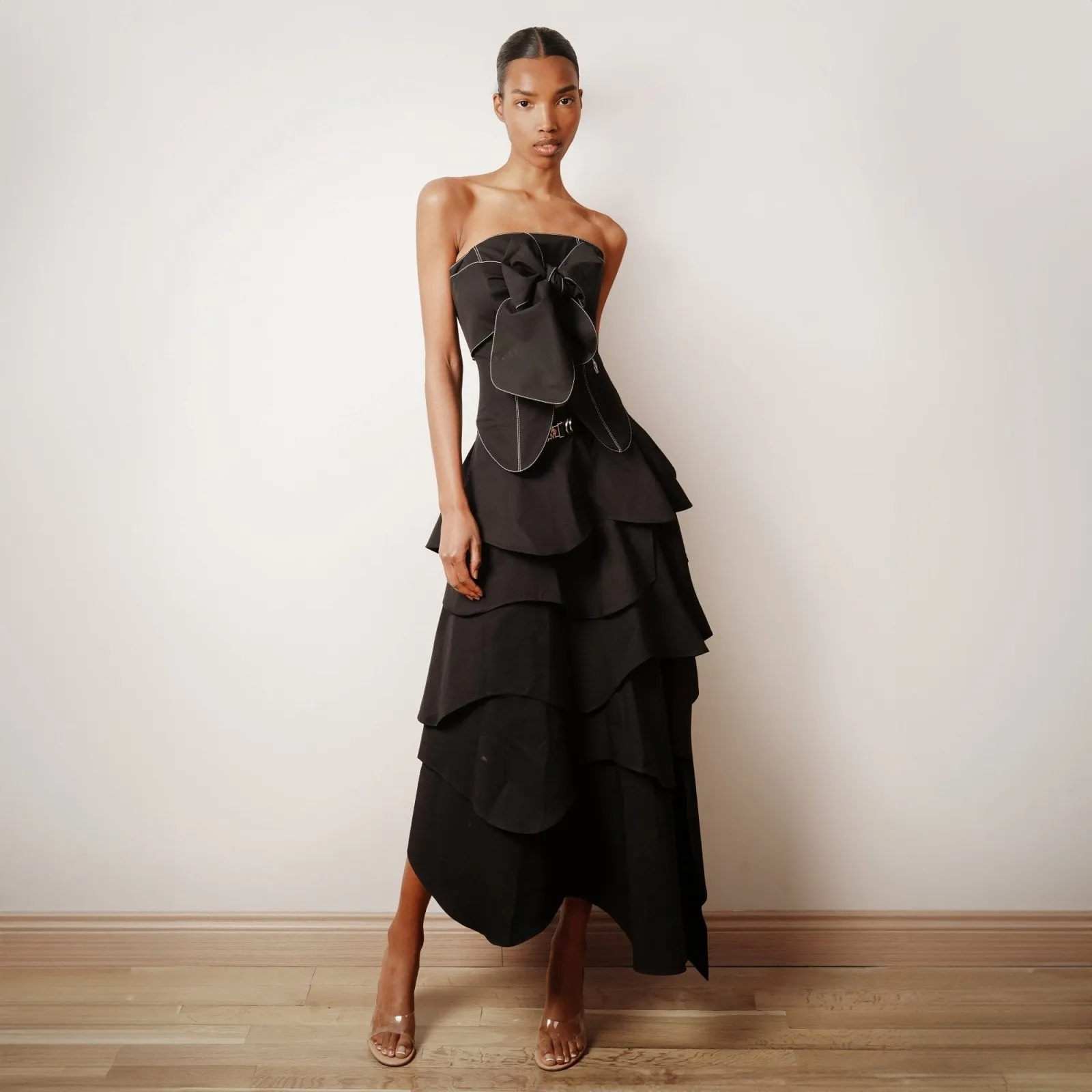 Black Bow Strapless Top