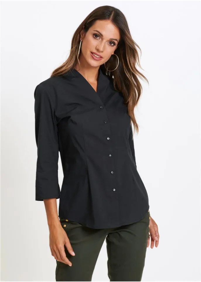 Blouse with stand-up collar Bpc Selection, black