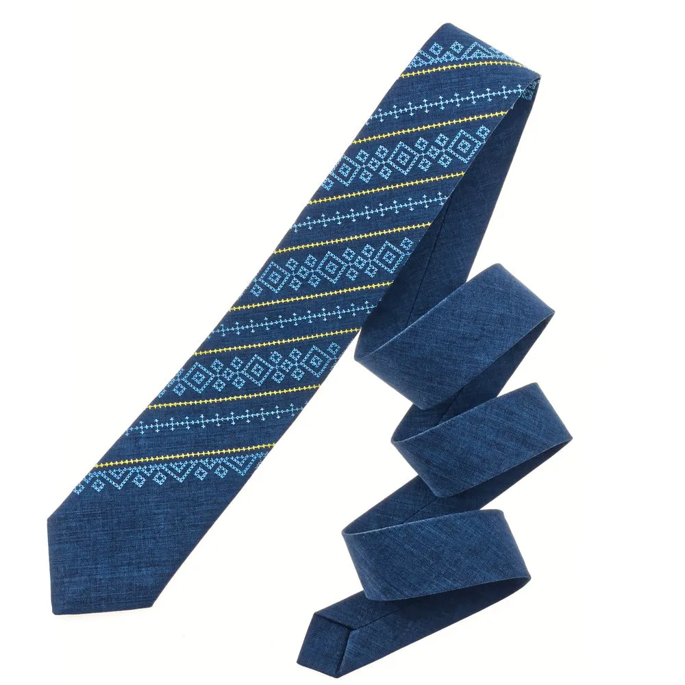 Blue and Yellow Striped Tie