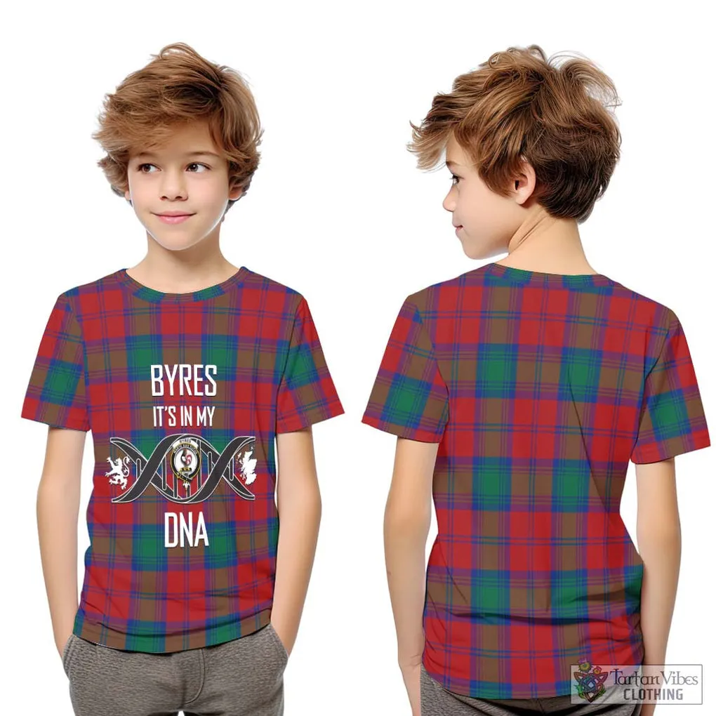 Byres (Byses) Tartan Kid T-Shirt with Family Crest DNA In Me Style