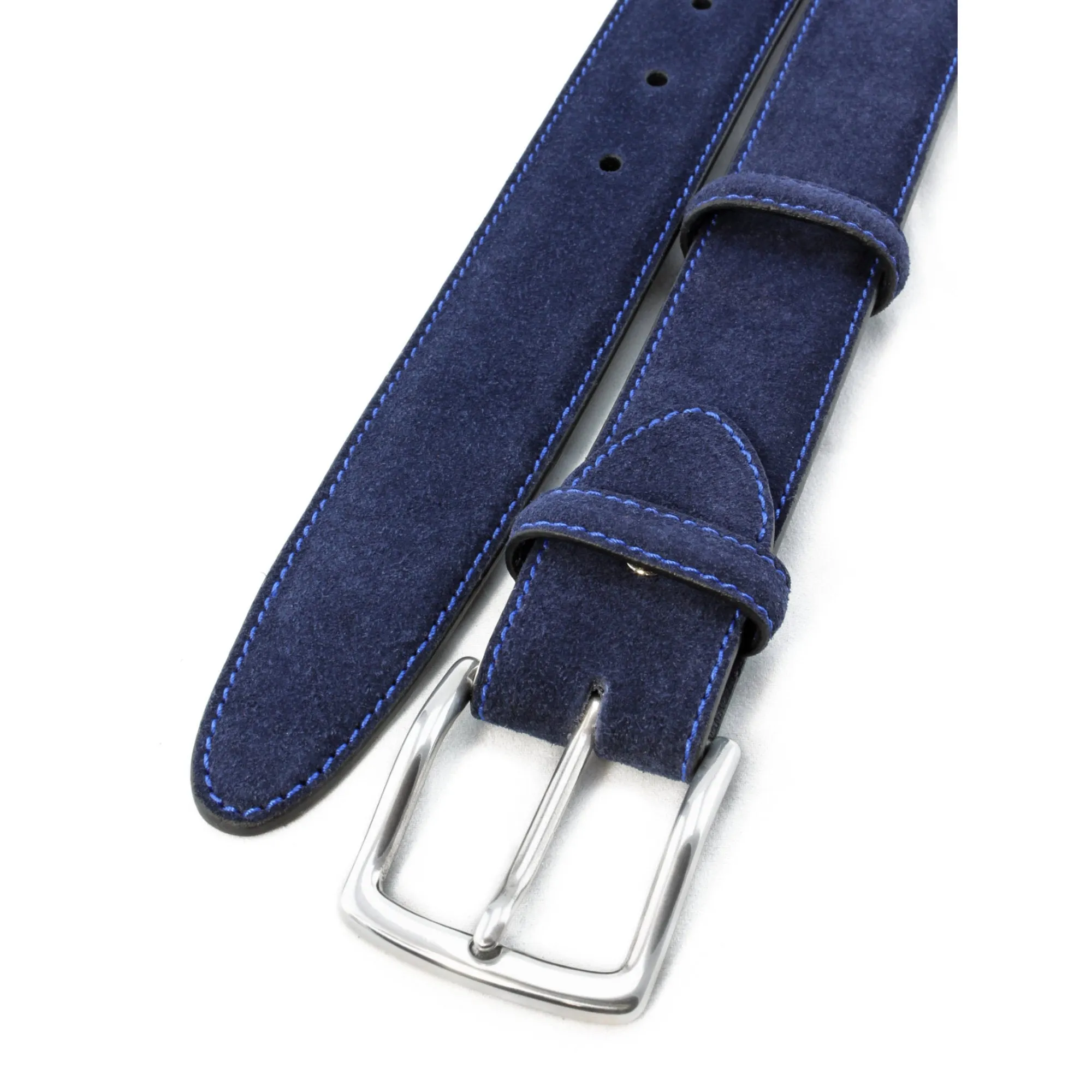 Classic Navy Blue Suede Belt