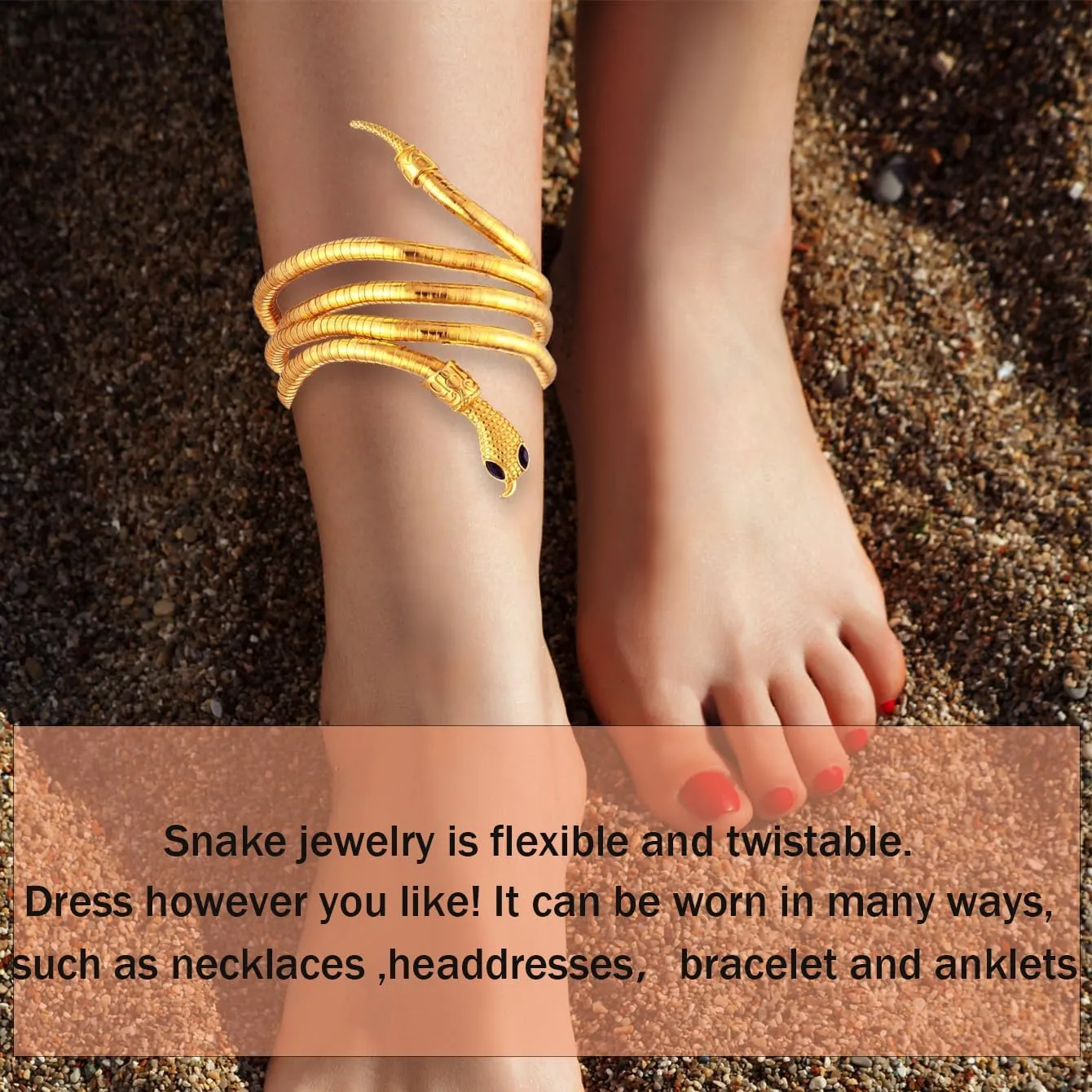 COLOYAN Bendable Snake Anklet Bracelet for Women Flexible Twistable Snake Wrap Anklet Punk Gothic Accessories Halloween Costume Jewelry