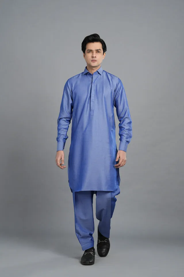 Cornflower Blue Light Inlay Shalwar Kameez SQ7