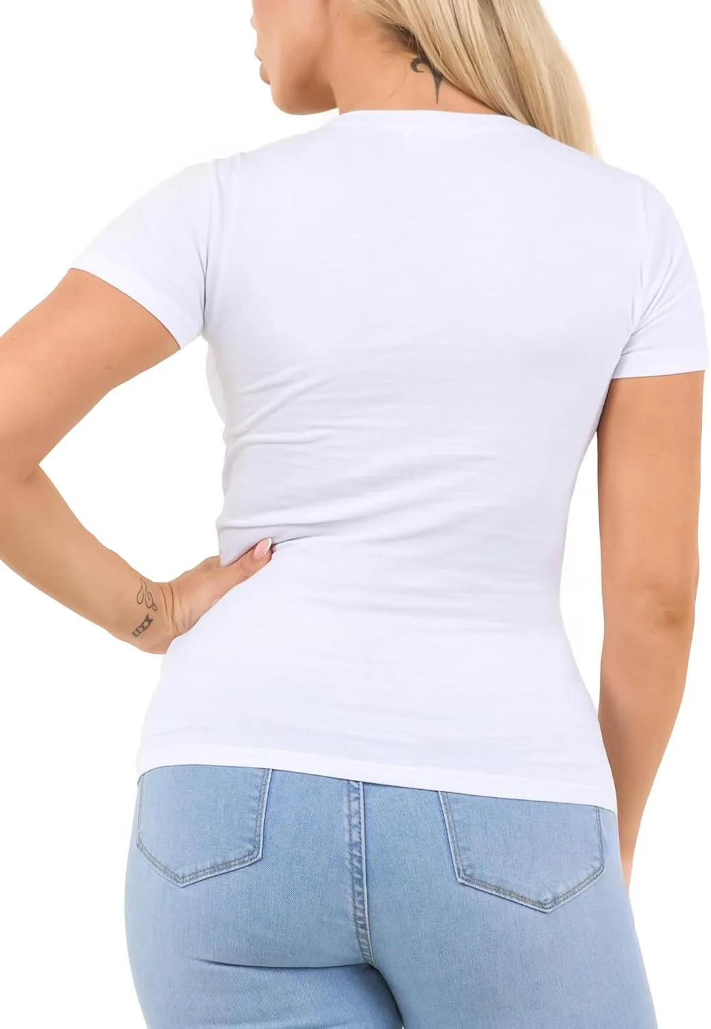 Cotton Tshirts for Women Short Sleeve Tshirt Basic Tees Plain T Shirt Womens Casual Tops Tee Undershirt Pack 1-4