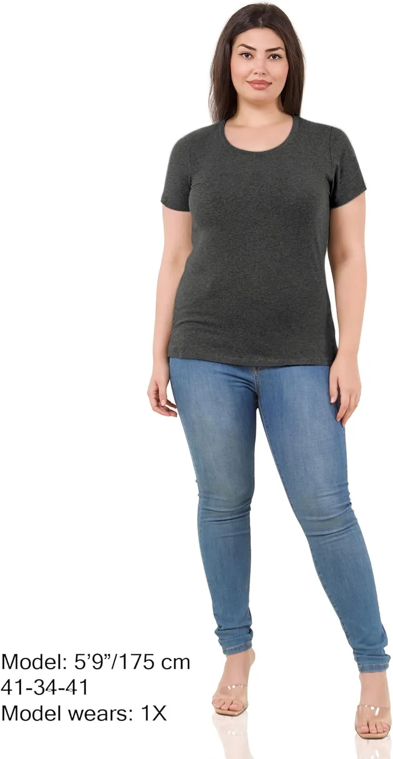 Cotton Tshirts for Women Short Sleeve Tshirt Basic Tees Plain T Shirt Womens Casual Tops Tee Undershirt Pack 1-4
