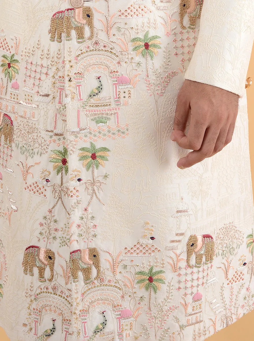 Cream Multi  Sherwani | TULA
