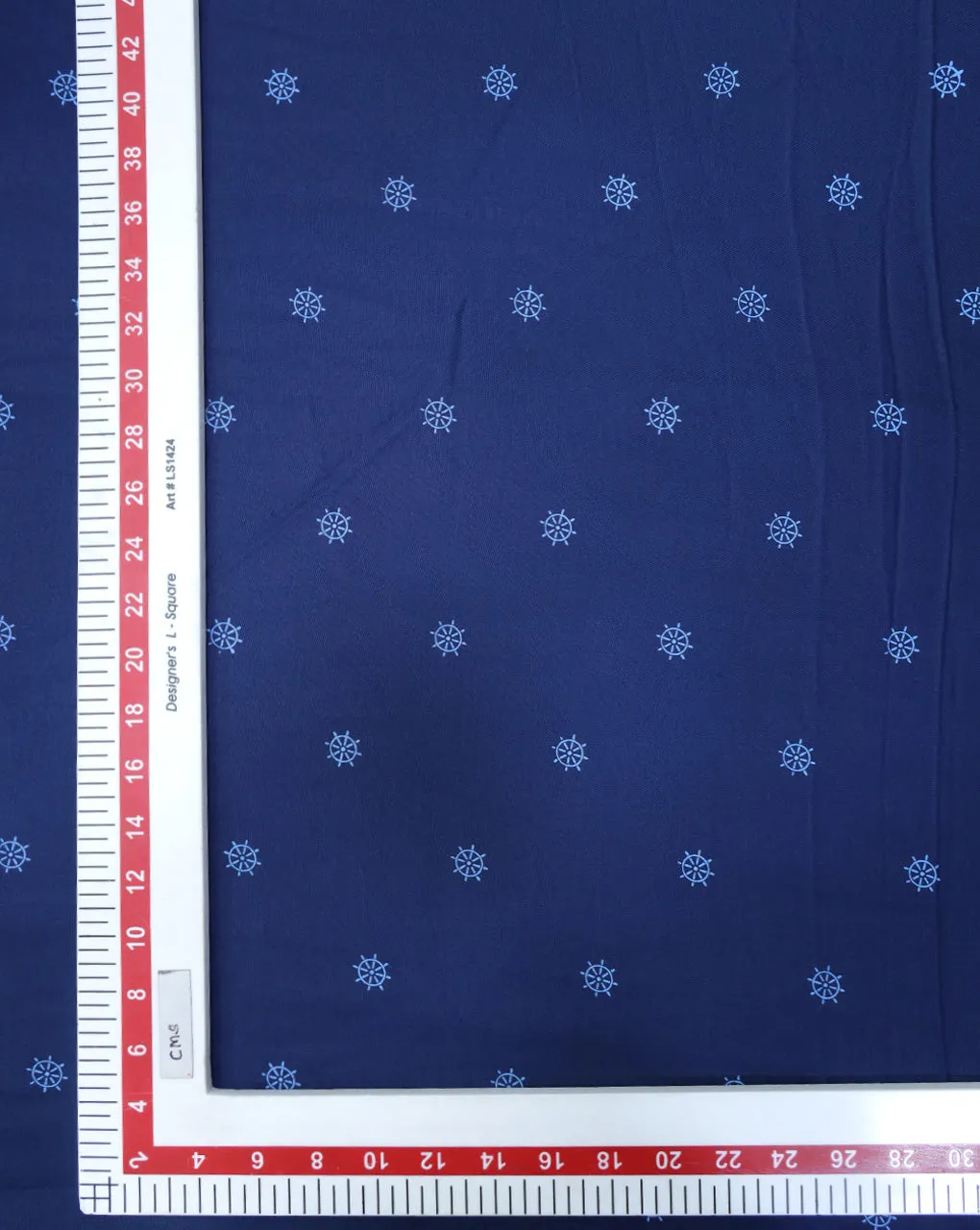 DARK BLUE ABSTRACT DESIGN PRINTED RAYON FABRIC