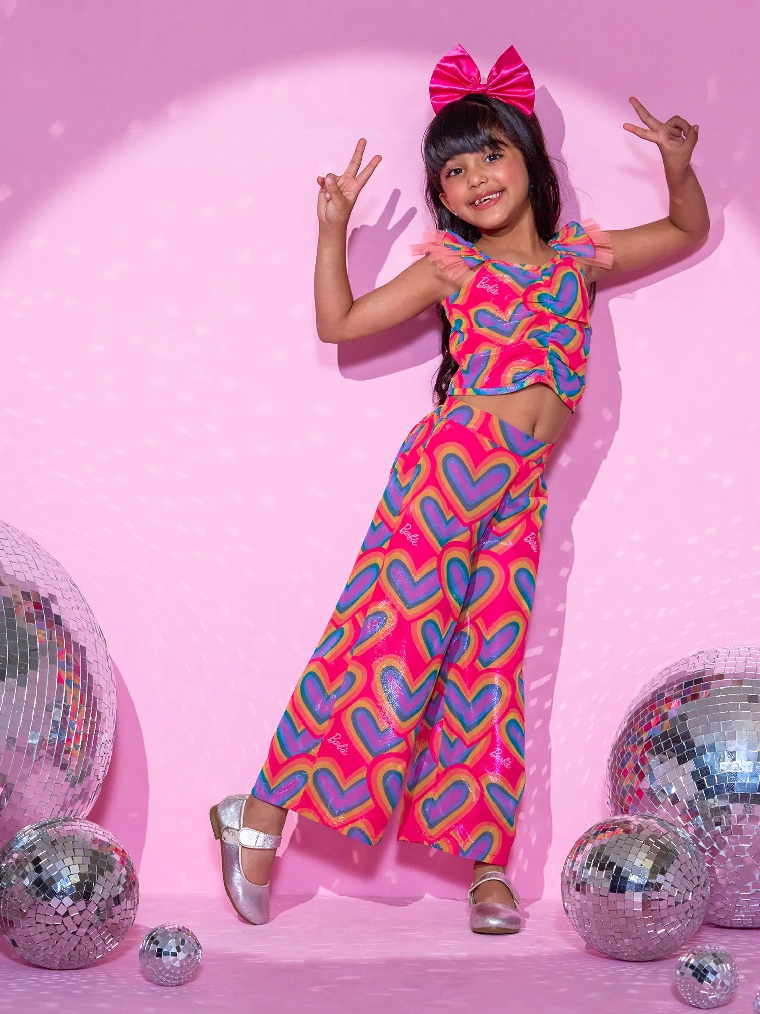 Girl's Peach Top With Pant Co-Ordinate Set - Lil Drama