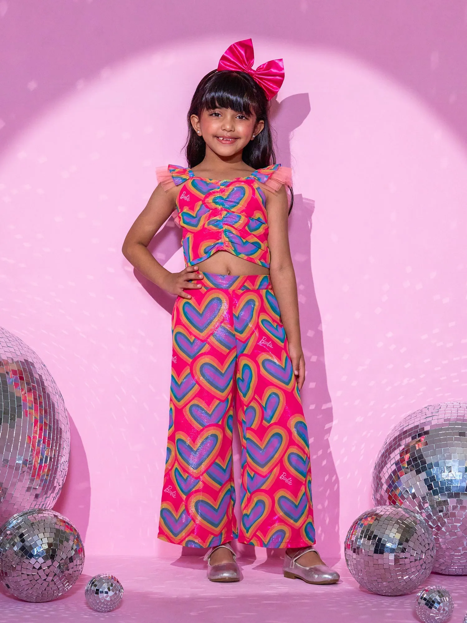 Girl's Peach Top With Pant Co-Ordinate Set - Lil Drama