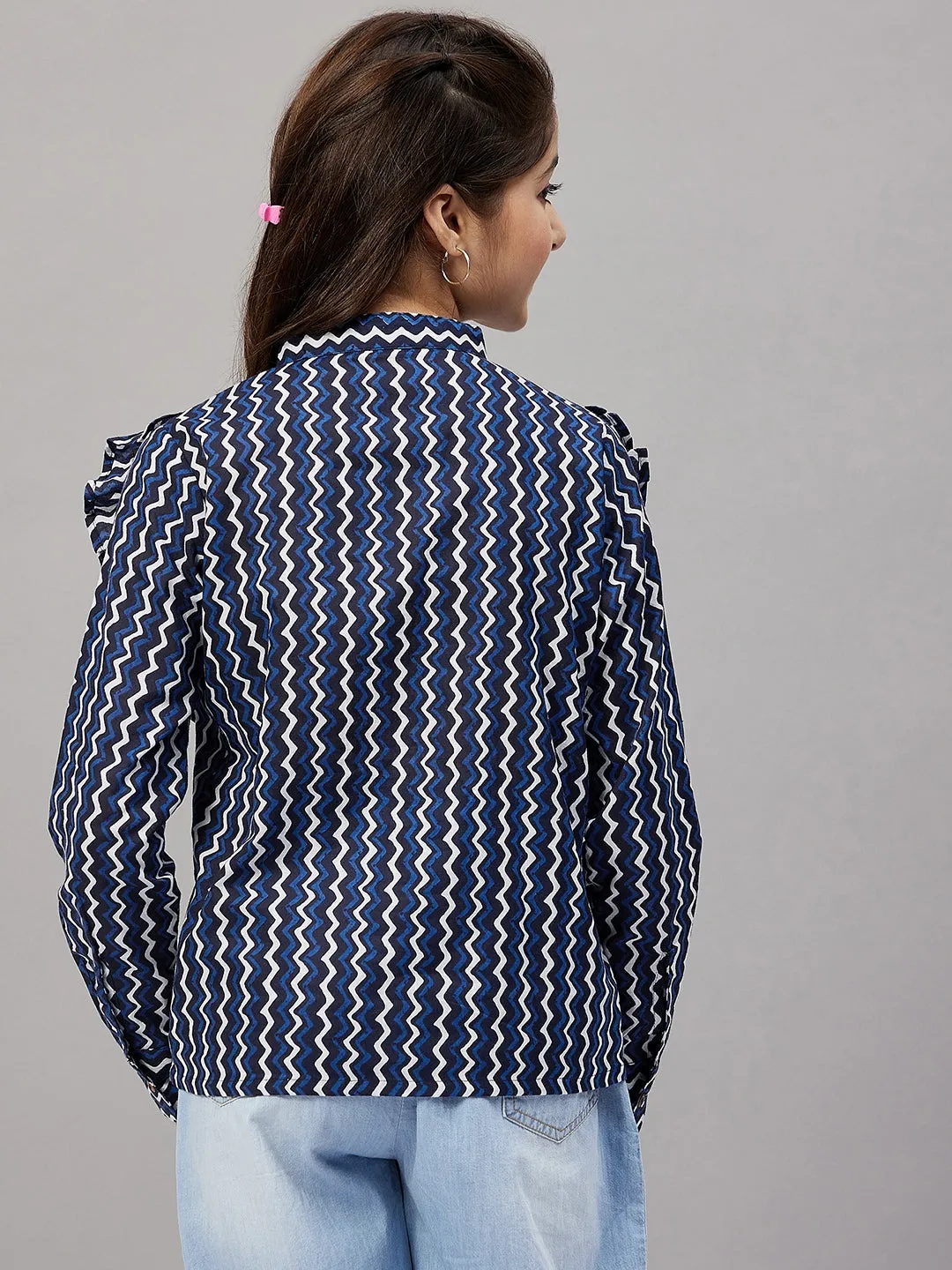 Girl's Printed Top Blue - StyloBug KIDS