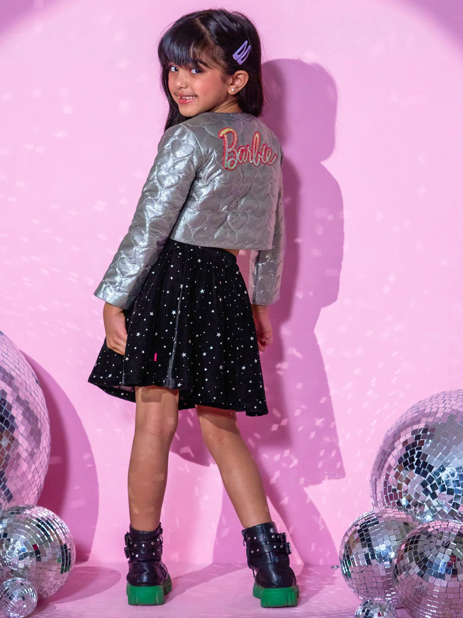 Girl's Sliver Shrug And Skirt With Bustier Co-Ordinate Set - Lil Drama