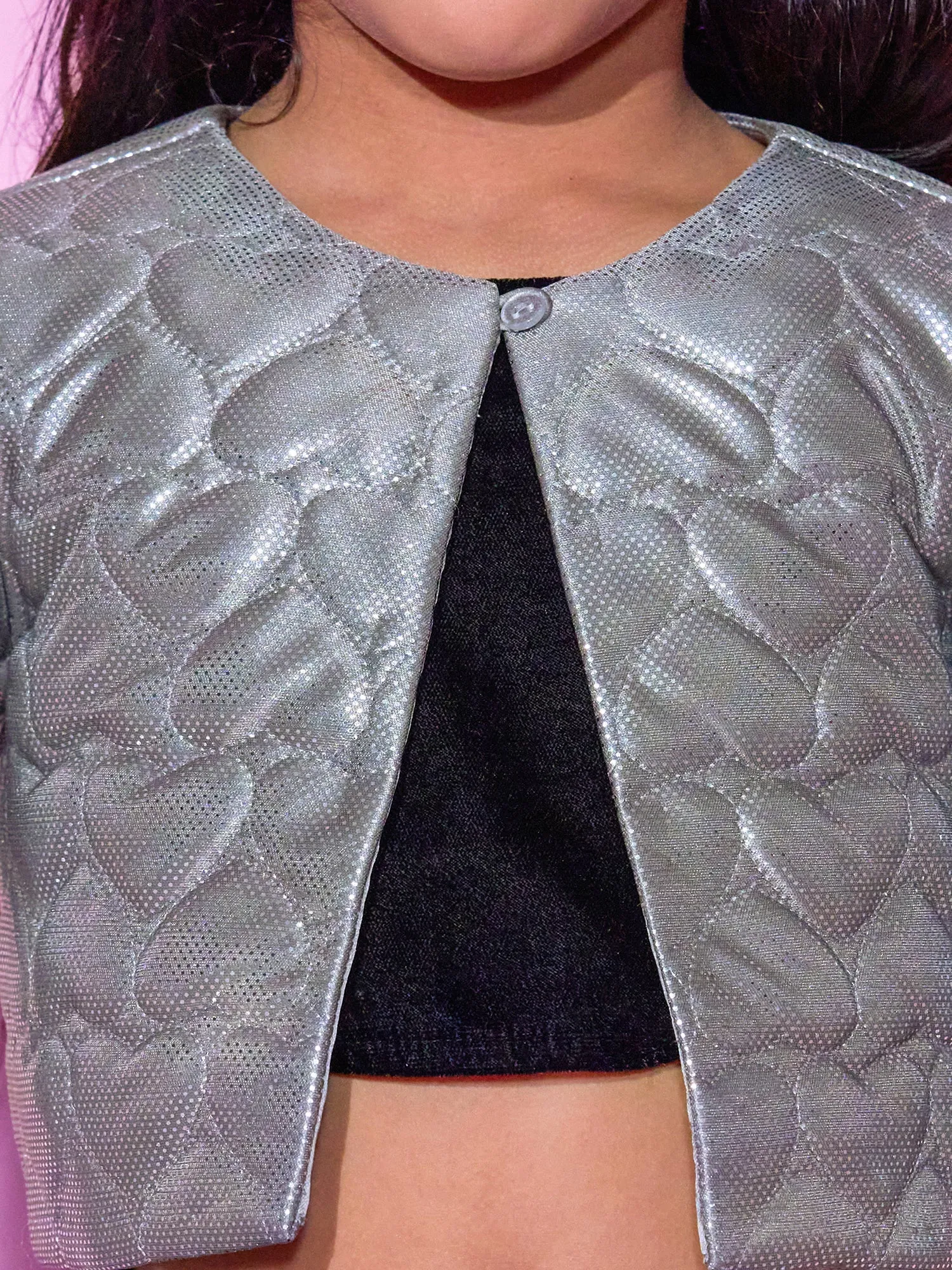 Girl's Sliver Shrug And Skirt With Bustier Co-Ordinate Set - Lil Drama