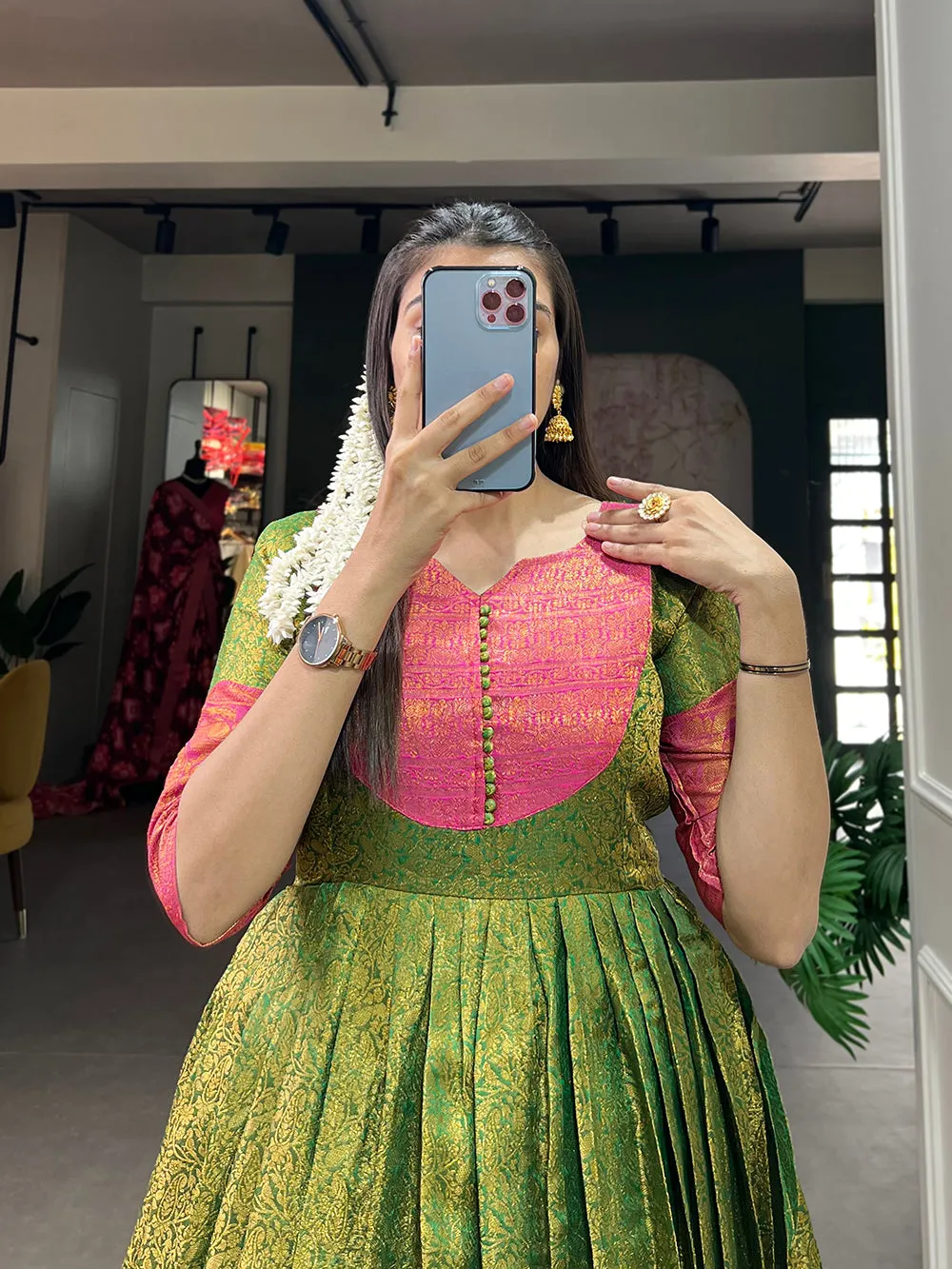 Green Color Zari Weaving Work Kanjivaram Traditional Dress