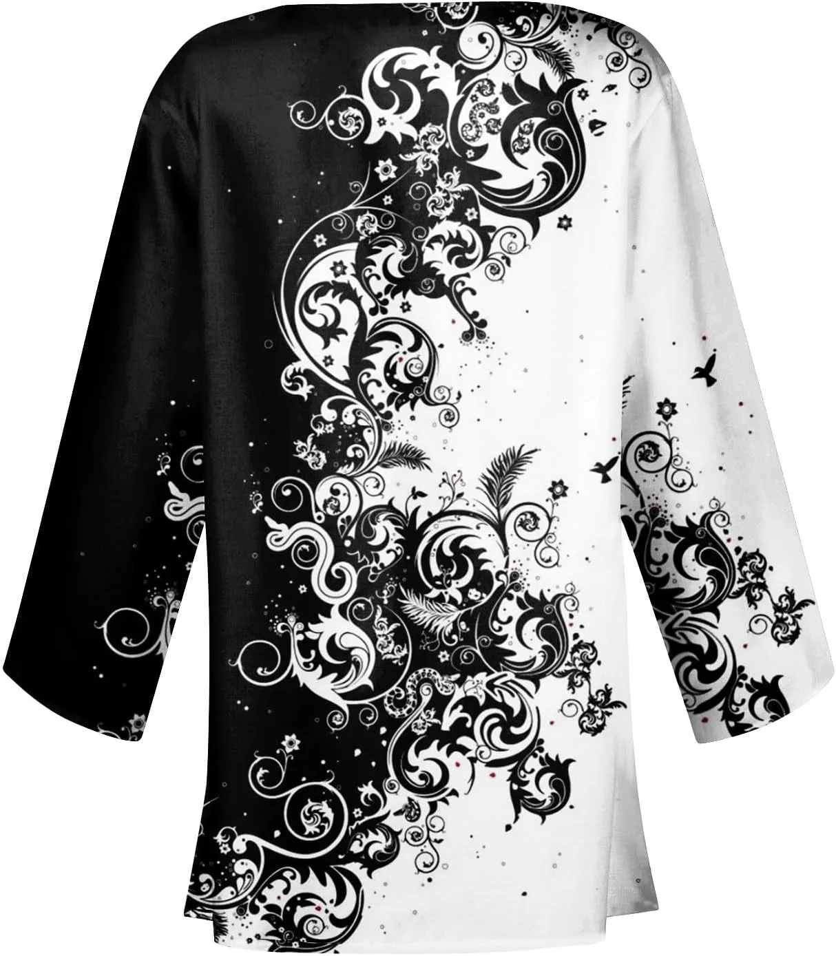 Kimonos for Women Casual 3/4 Sleeve Print Dressy Jacket Trendy Flowy Casual Loose Resort Wear Open Front Cardigan