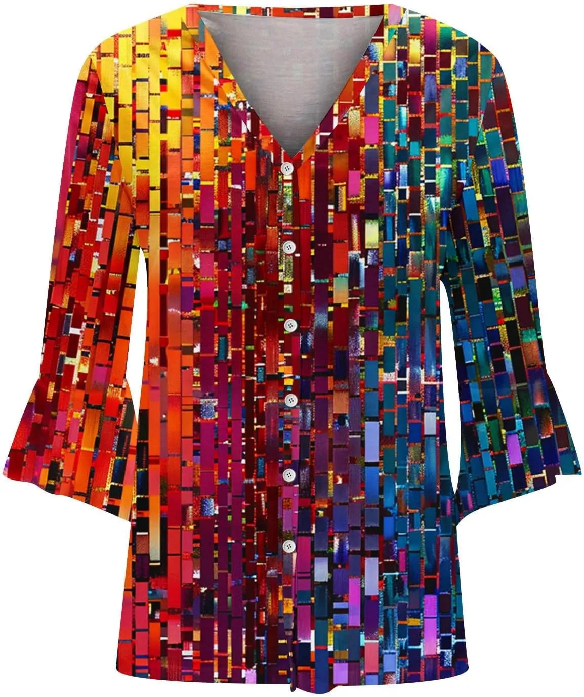 Kimonos for Women Lightweight Loose Beach Cover Ups 3/4 Puff Sleeve Boho Floral Print Shirt Resort Wear Summer Tops