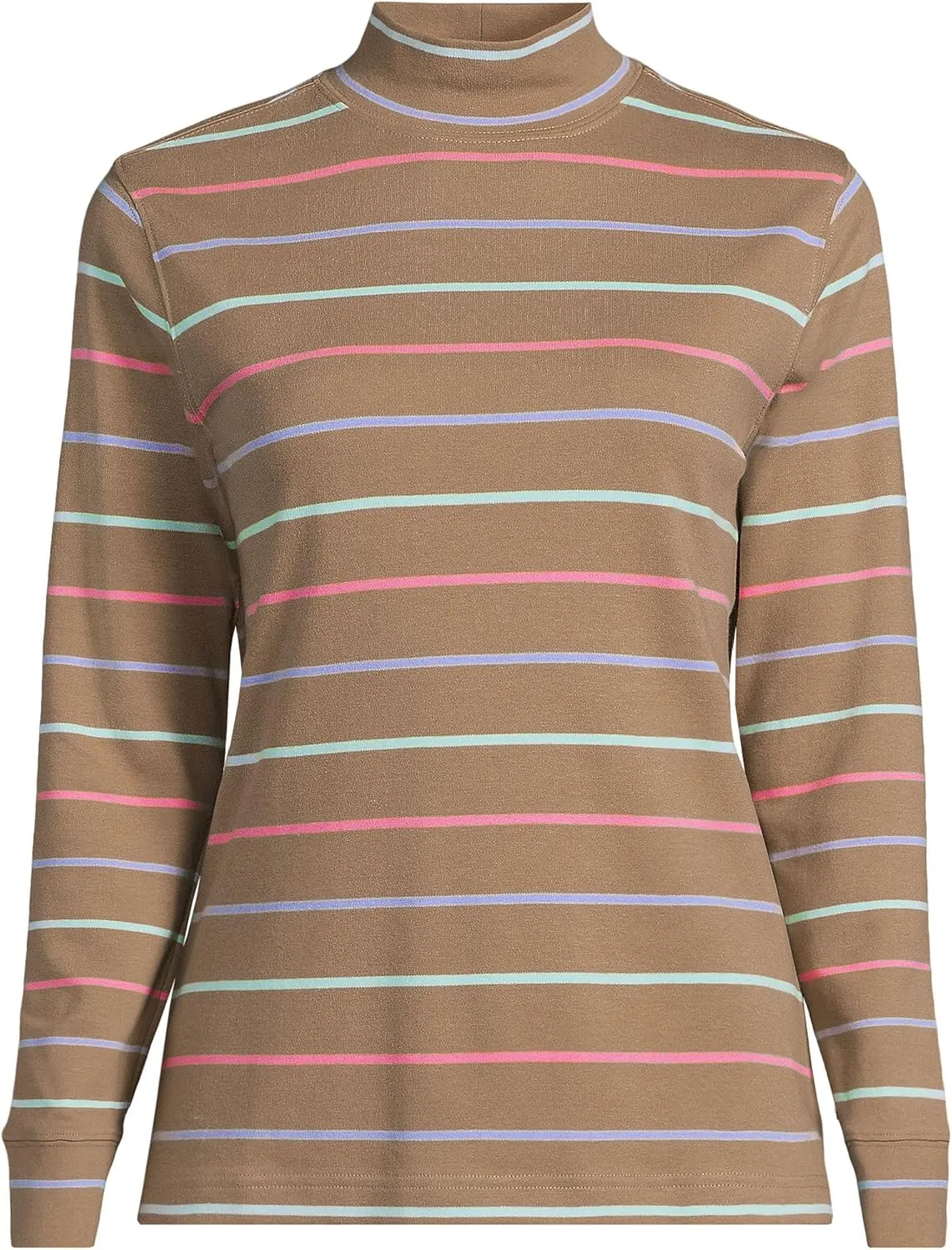 Lands' End Women's Relaxed Cotton Long Sleeve Mock Turtleneck Shirt