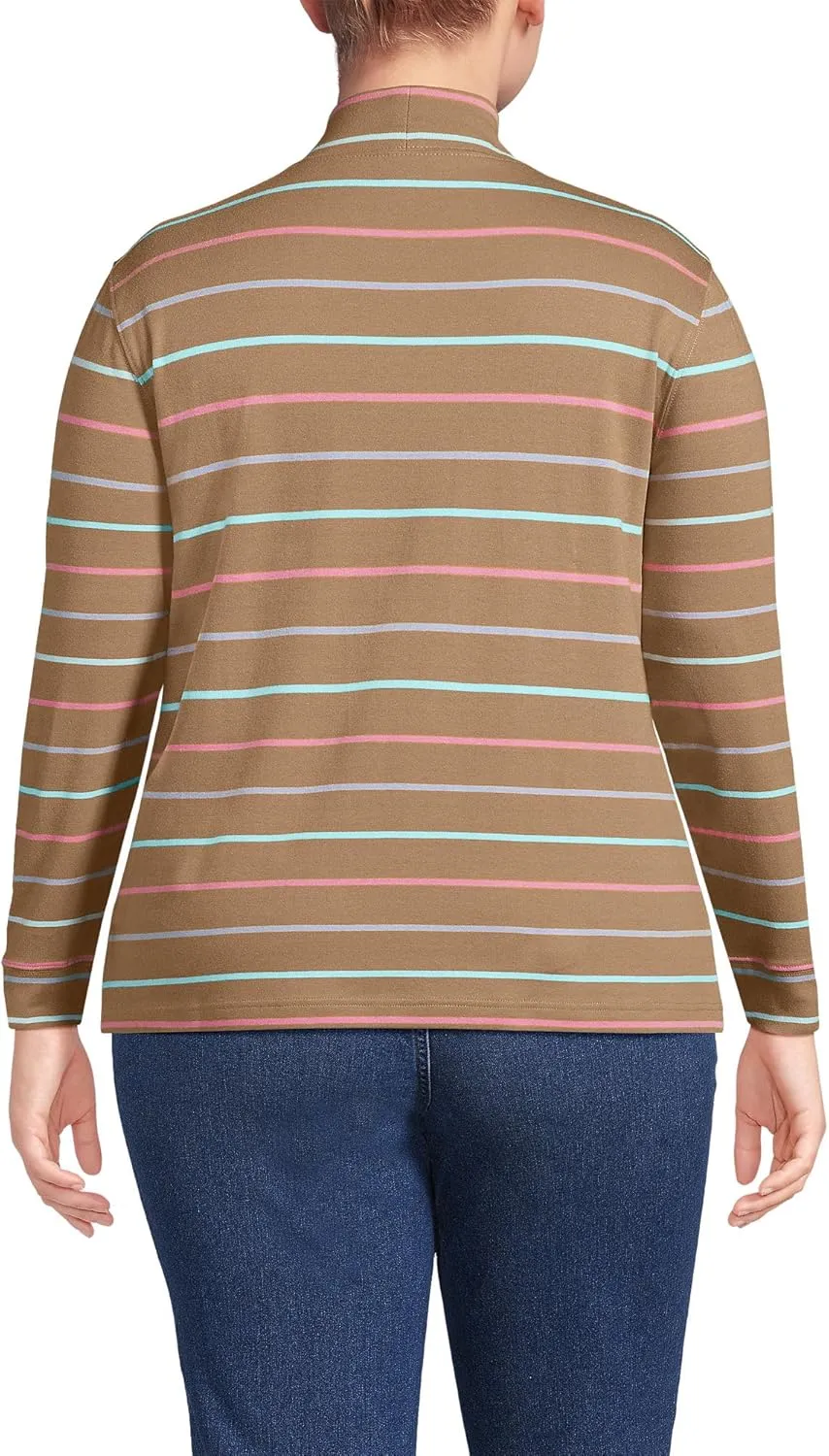 Lands' End Women's Relaxed Cotton Long Sleeve Mock Turtleneck Shirt