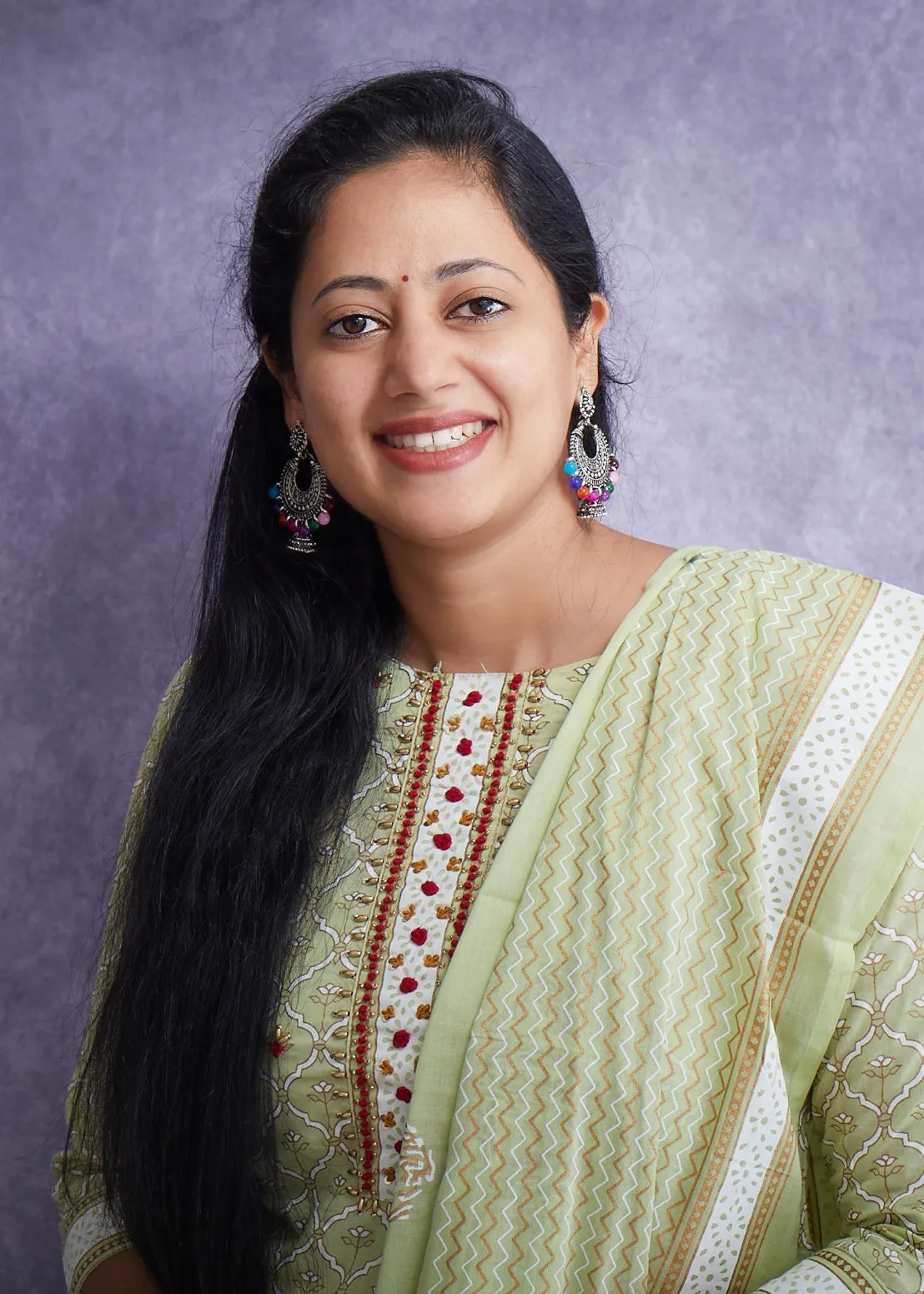 Light Green Straight Cut Cotton Kurta, Pants and Dupatta set