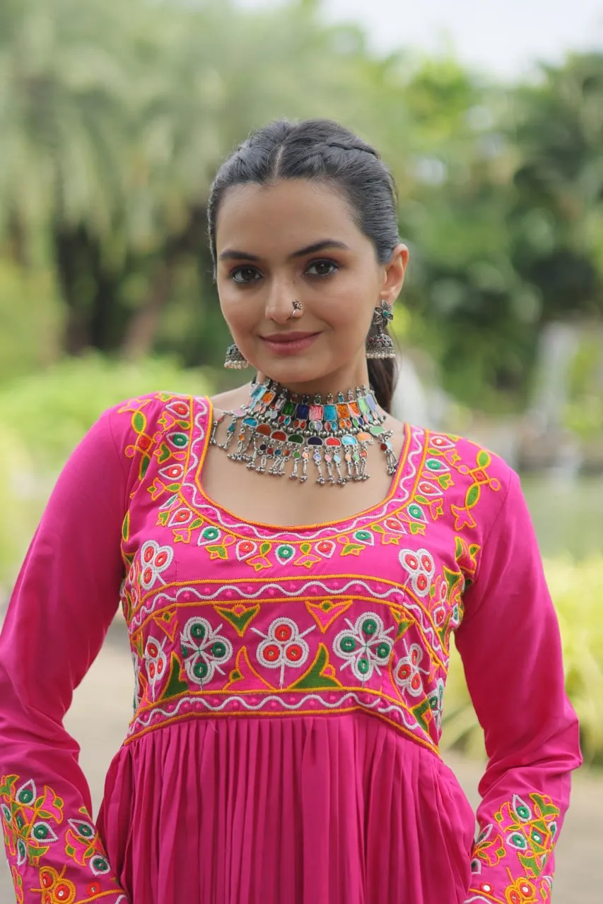 Magenta Designer Printed  Kurti