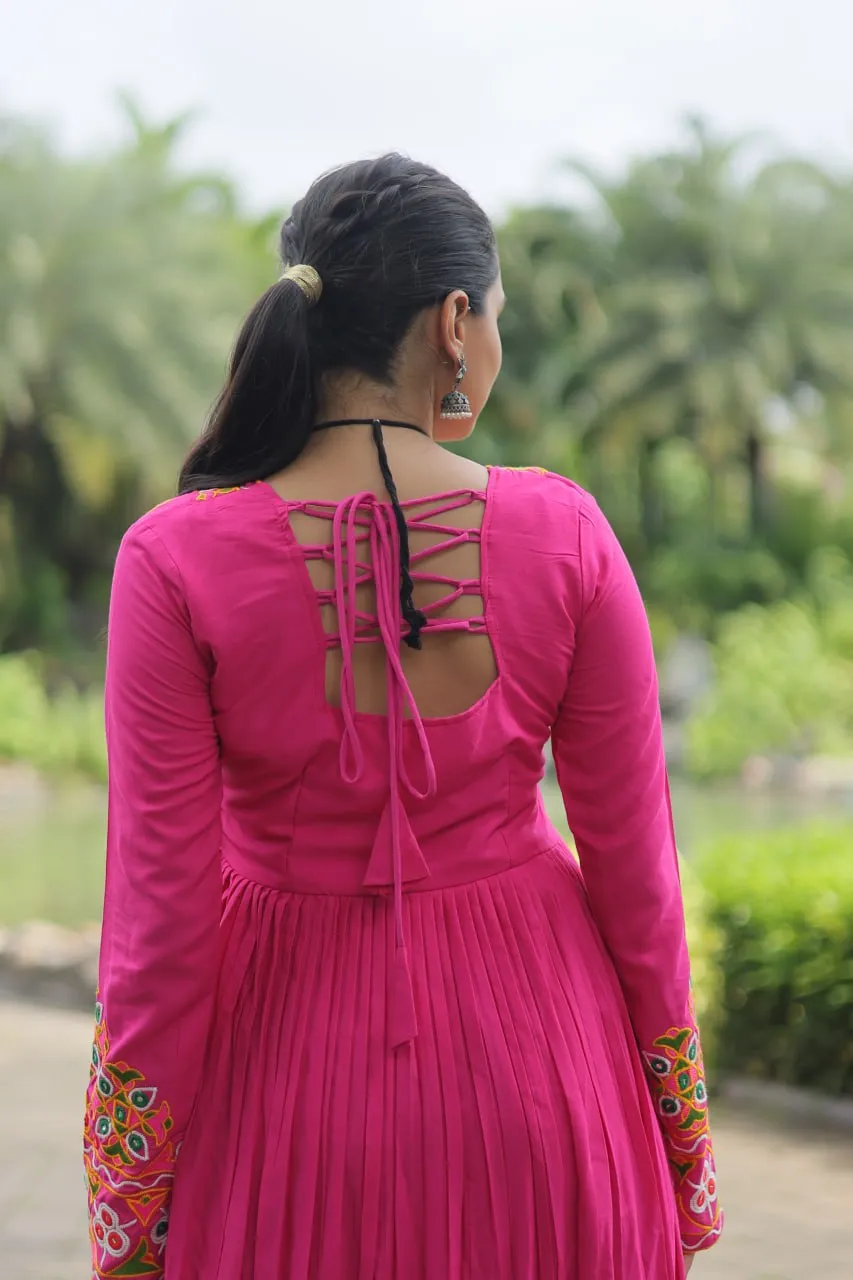 Magenta Designer Printed  Kurti