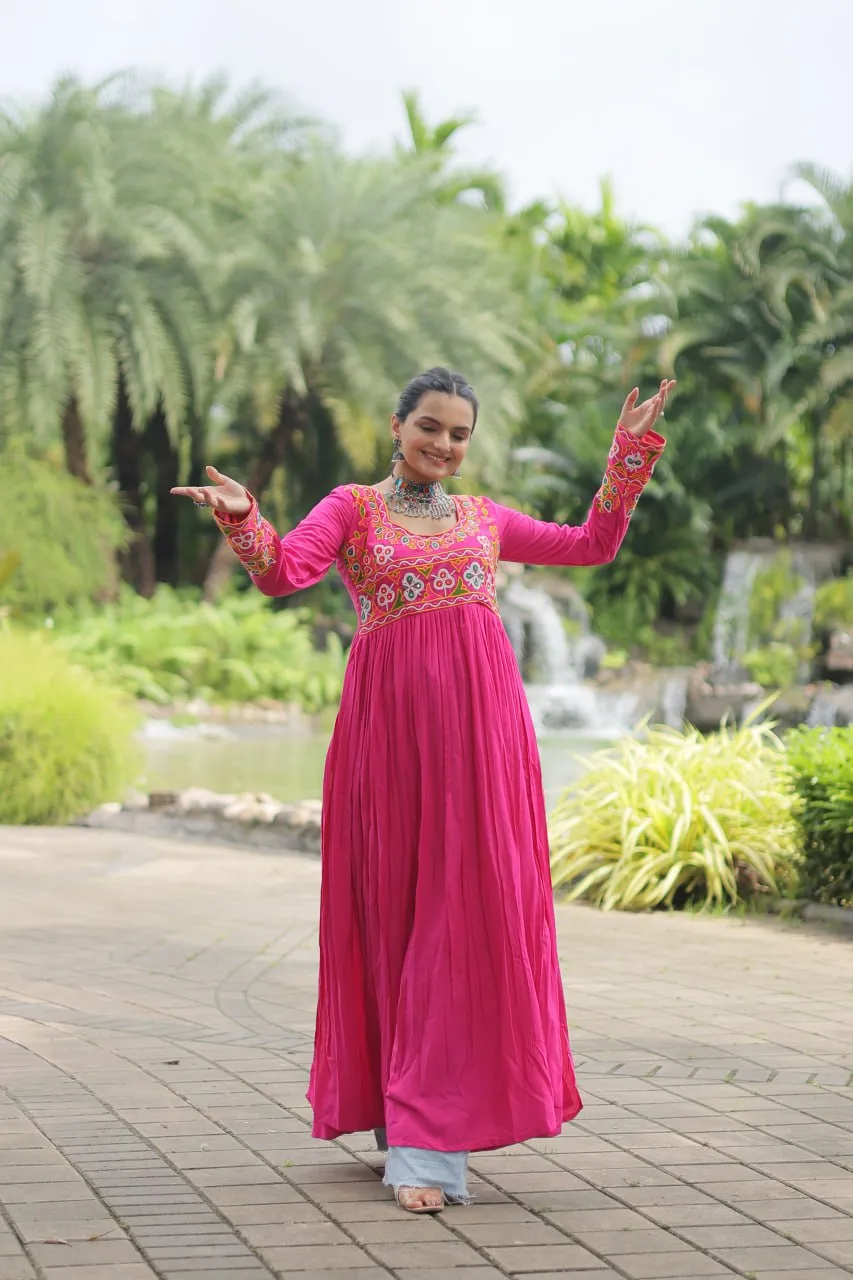 Magenta Designer Printed  Kurti