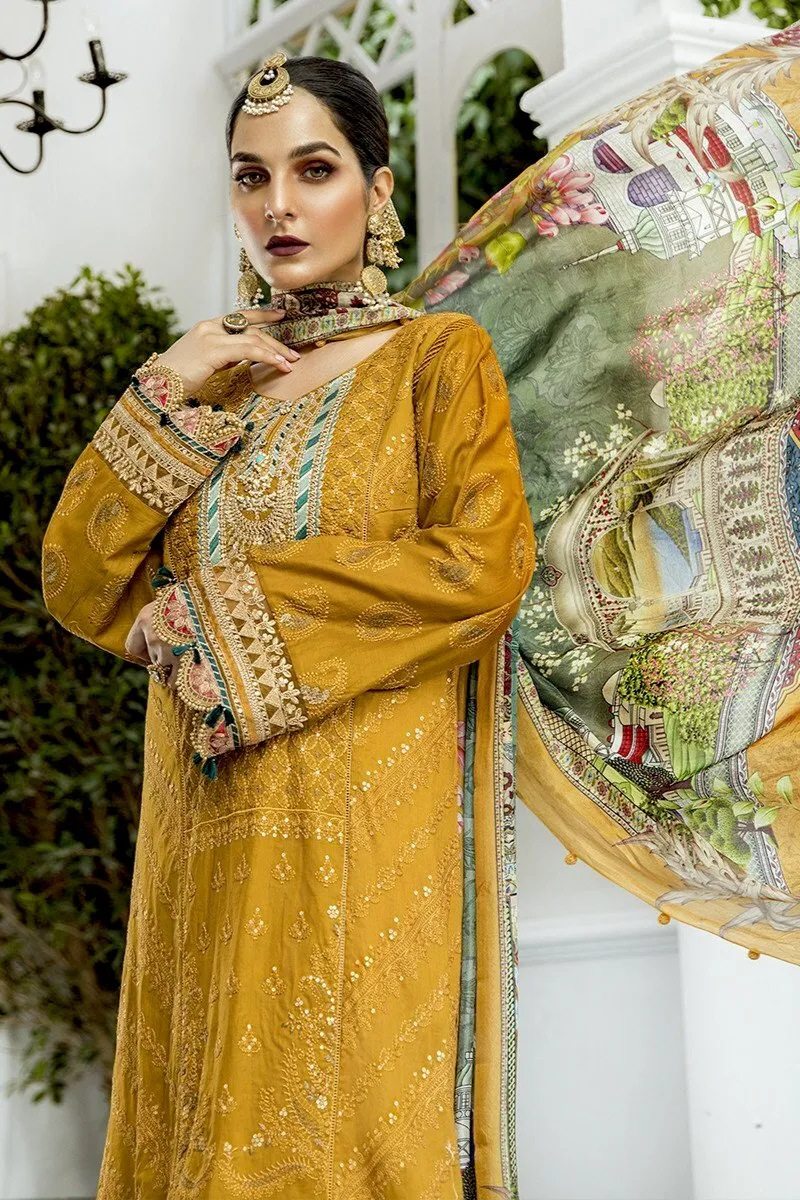 MARIA.B Lawn Eid Collection 2020 – 04 Mustard and Teal