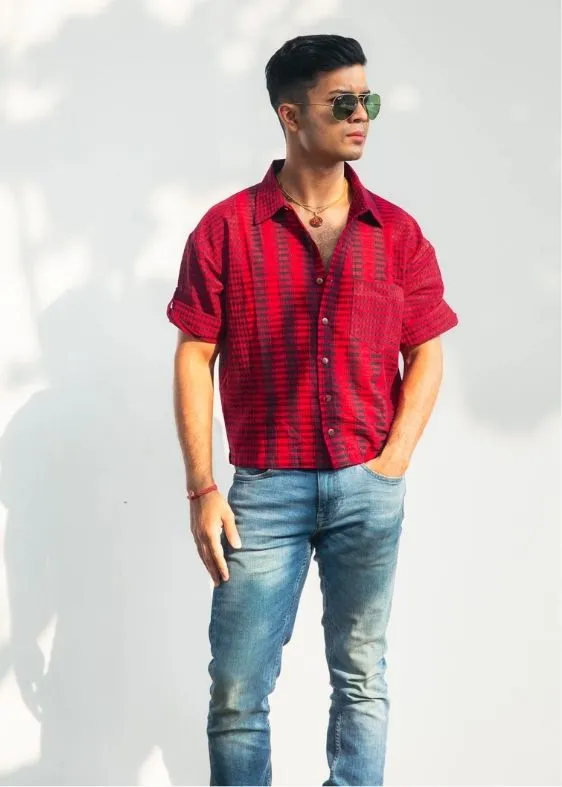 Maroon Cropped Shirt