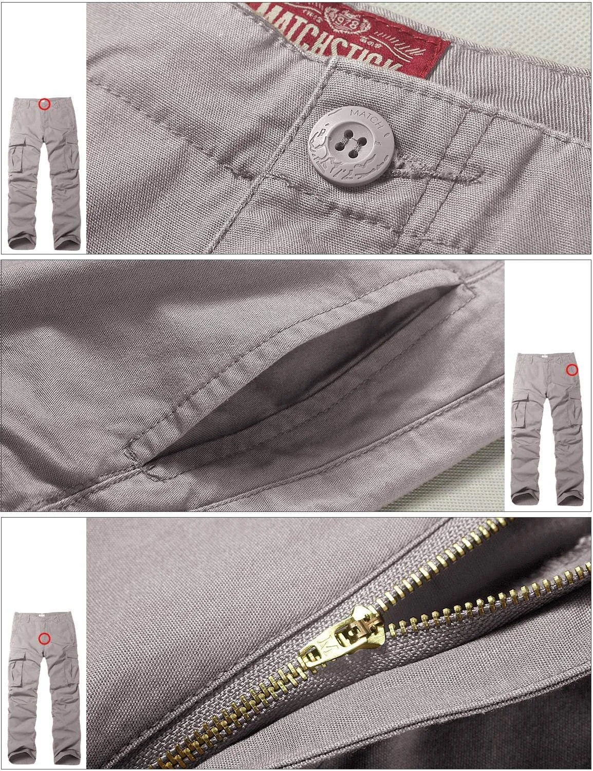 Match Men's Casual Wild Cargo Pants Outdoors Work Wear #6531
