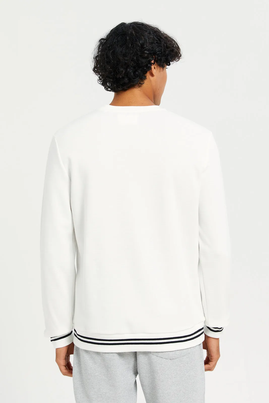 Men White Printed Sweatshirt
