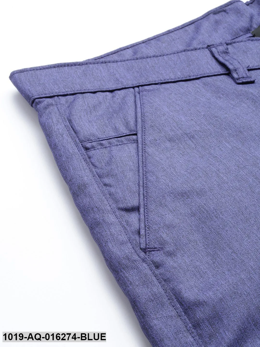 Men's Cotton Blend Royal Blue Formal Trousers - Sojanya