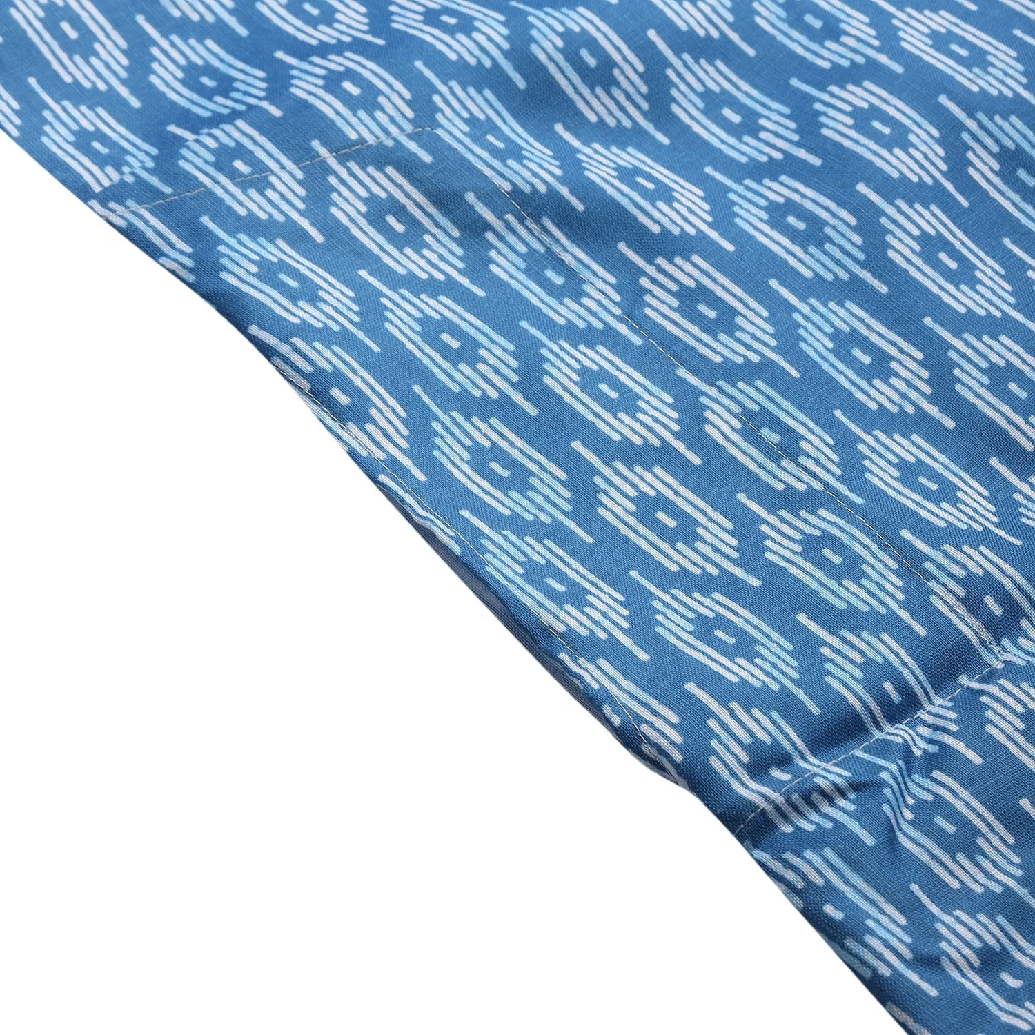 Men's Cotton Blue Printed Kurta & White Churidar Pyjama Set - Sojanya