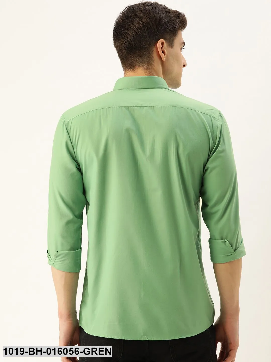 Men's Cotton Green Casual Shirt - Sojanya