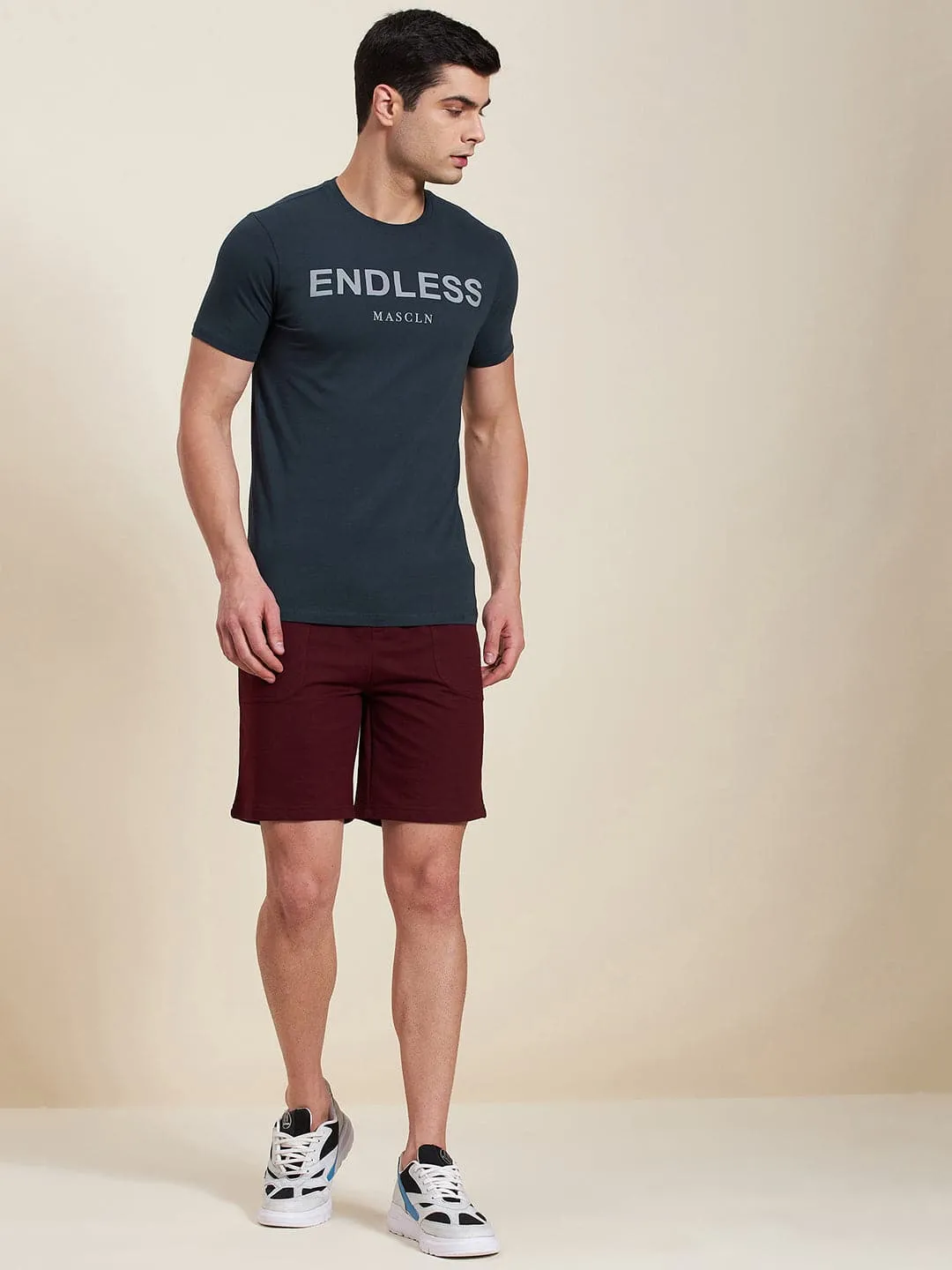 Men's Dark Blue ENDLESS Regular Fit T-Shirt - LYUSH-MASCLN