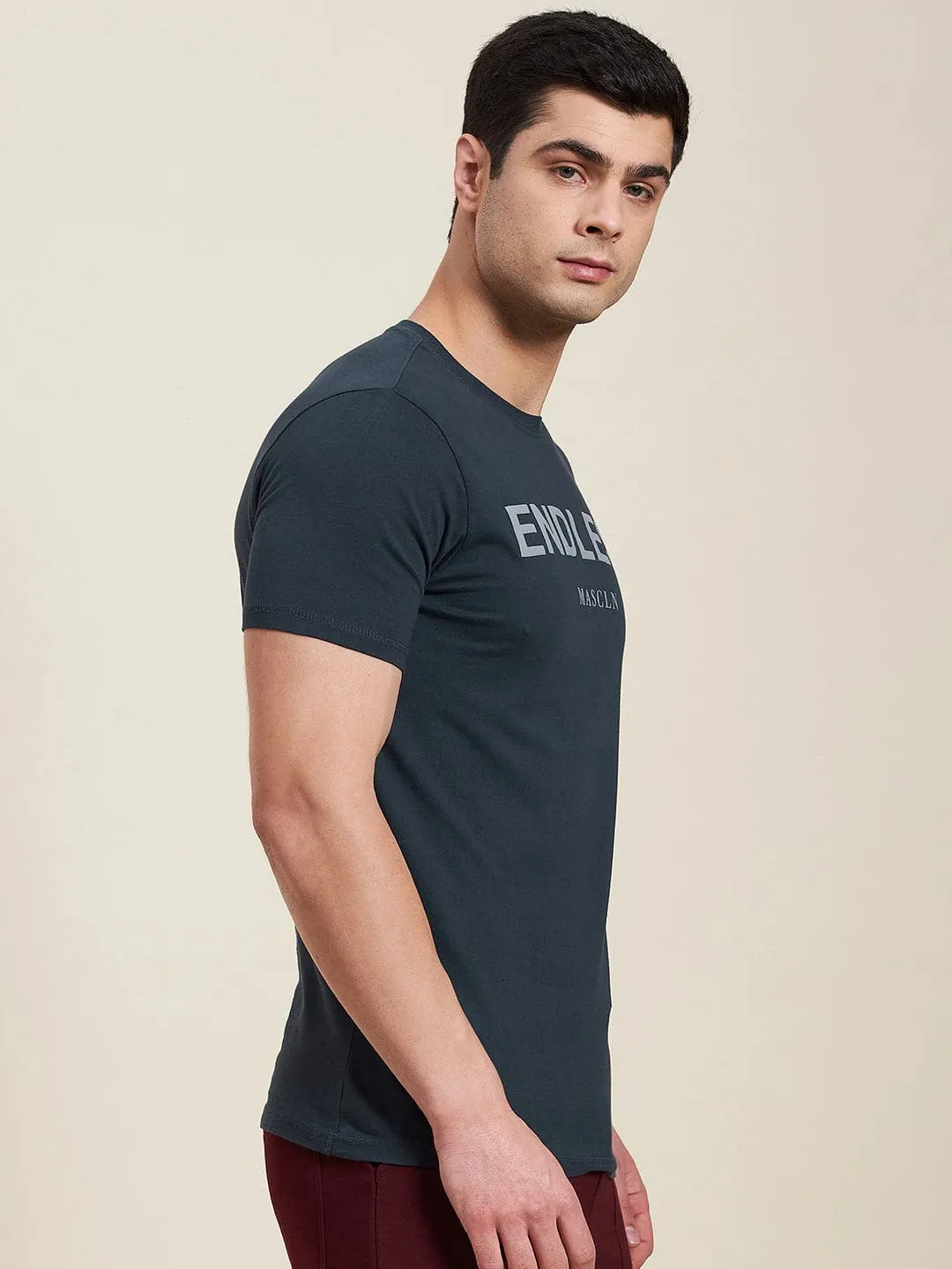 Men's Dark Blue ENDLESS Regular Fit T-Shirt - LYUSH-MASCLN