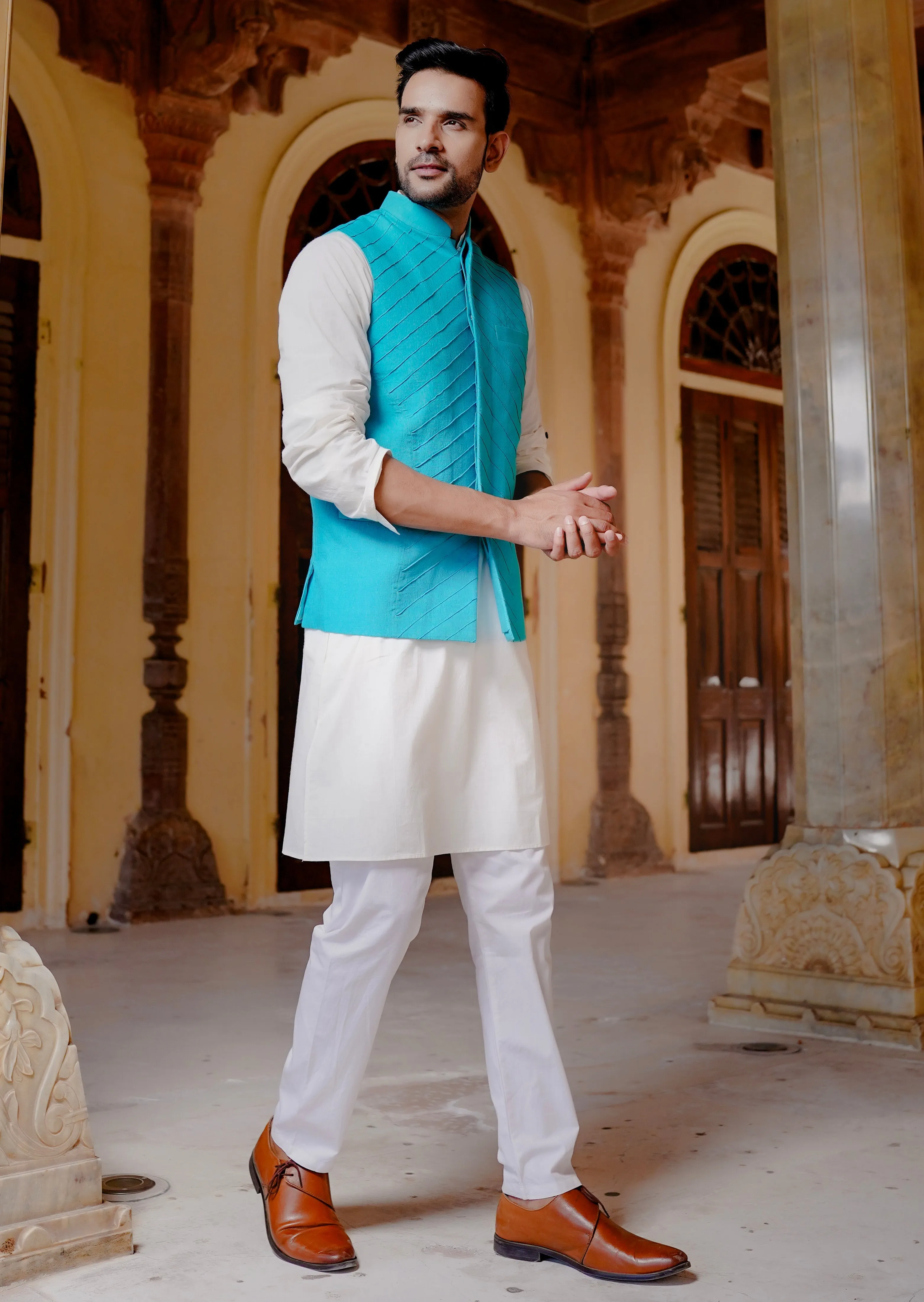Men's Pure Linen Pintuck Jacket - Hatheli