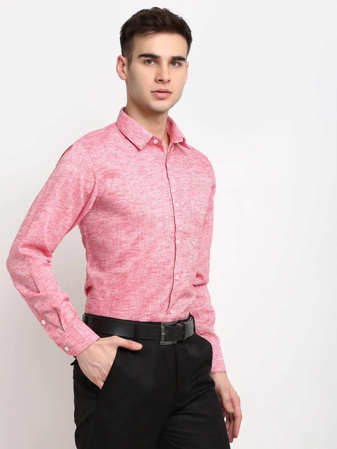 Men's Red Solid Cotton Formal Shirt ( SF 782Red ) - Jainish
