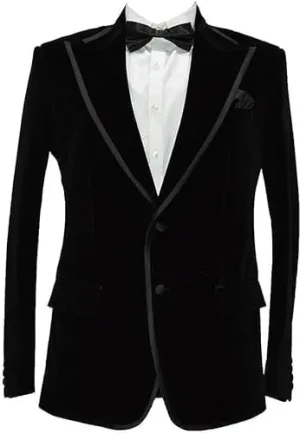 Men's Smoking Blazer Luxury Velvet Two Button Peak Lapel Black Party Wear Diner,Wedding,Evening,etc Jacket and Coat