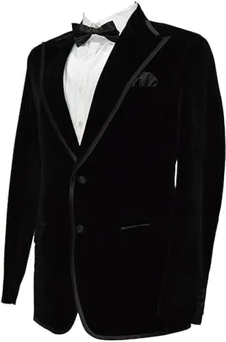 Men's Smoking Blazer Luxury Velvet Two Button Peak Lapel Black Party Wear Diner,Wedding,Evening,etc Jacket and Coat