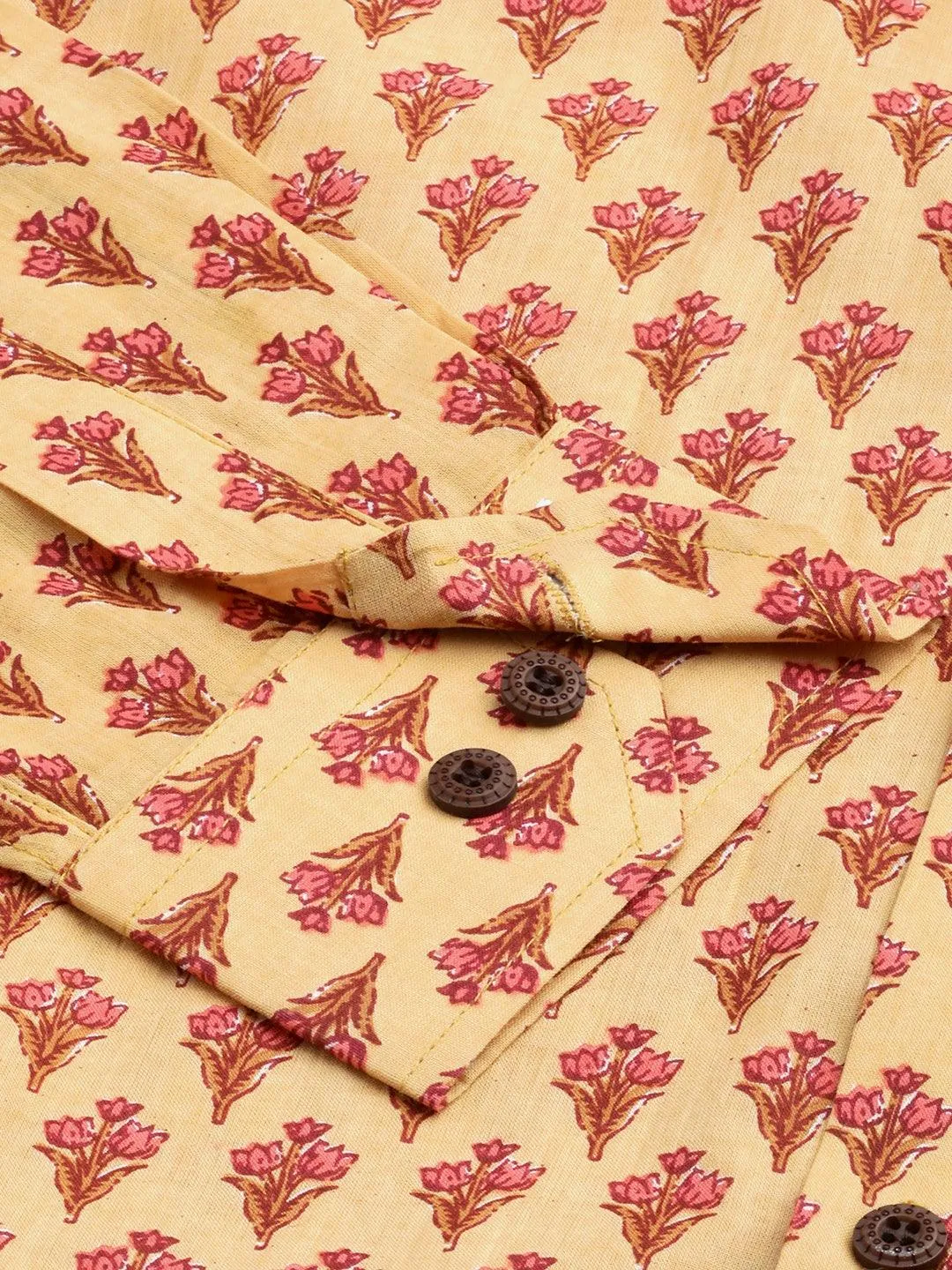 Millennial Men Mustard & Pink Cotton  Full Sleeve  Shirt for Men-MMF0289