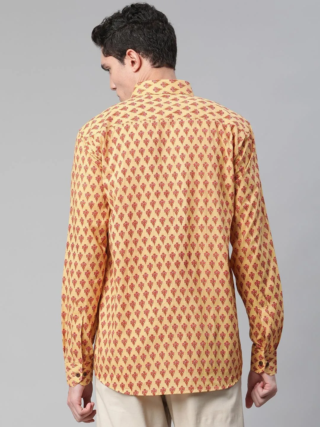 Millennial Men Mustard & Pink Cotton  Full Sleeve  Shirt for Men-MMF0289