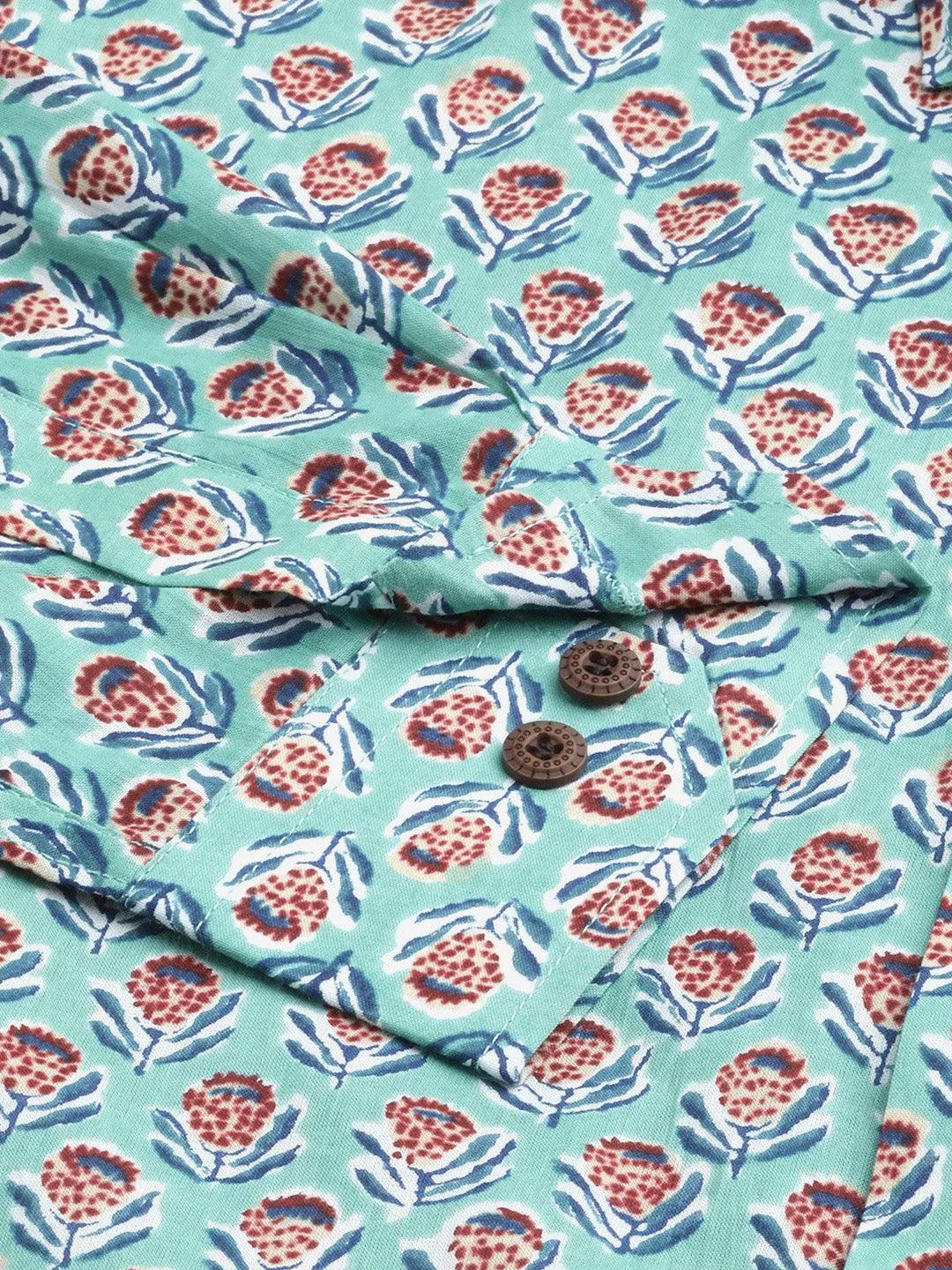 Millennial Men Sea Green & Blue  Cotton  Full Sleeve  Shirt for Men-MMF0280