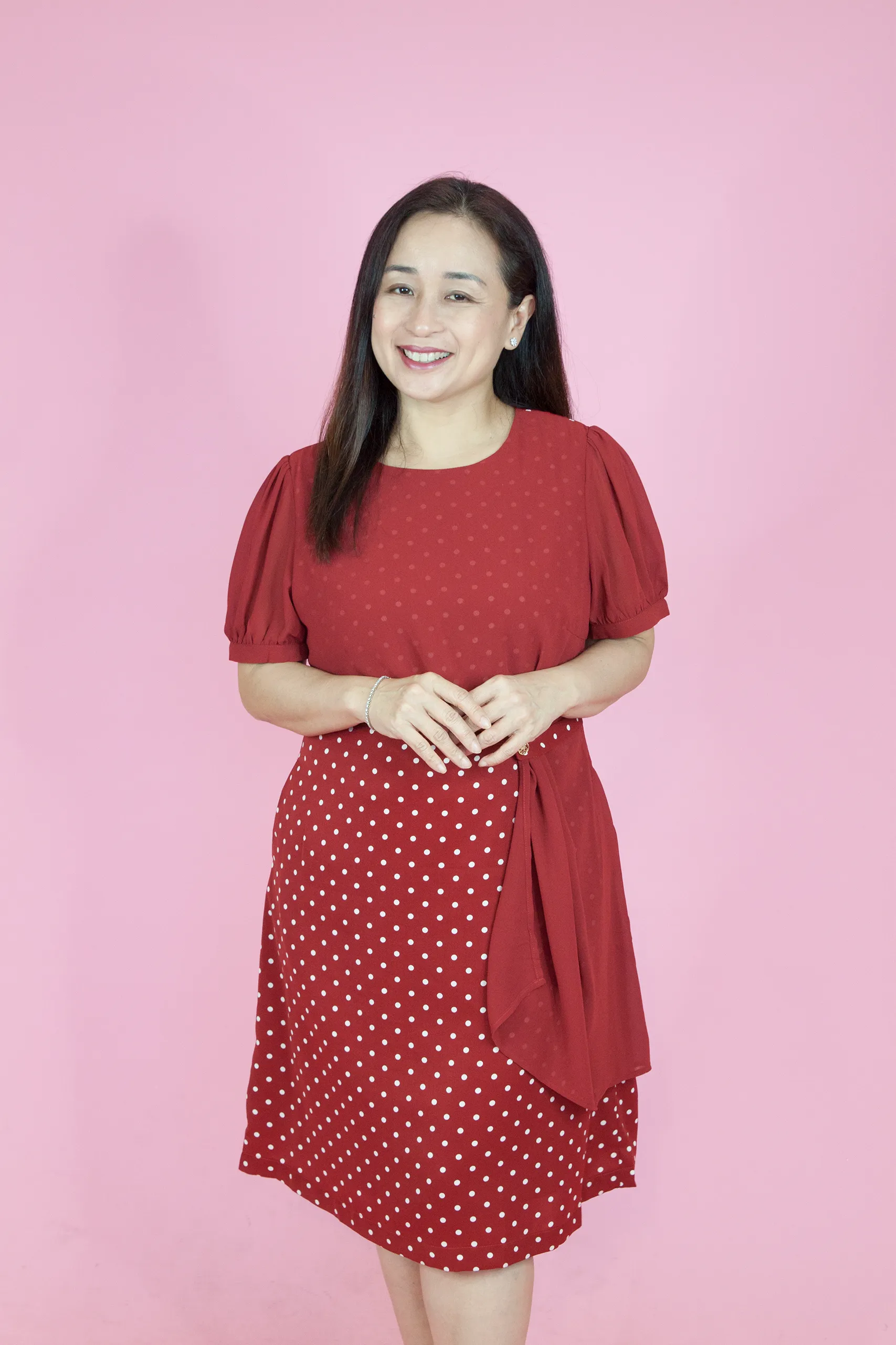 Polka Print Puff Sleeve Dress