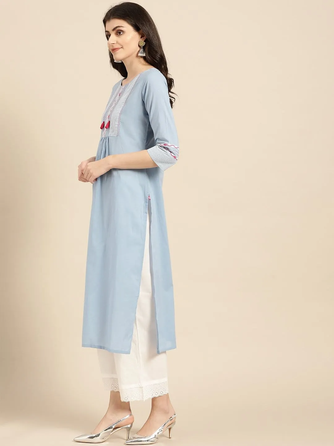 Powder Blue Straight Kurta